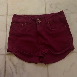 Maroon High Waisted Shorts